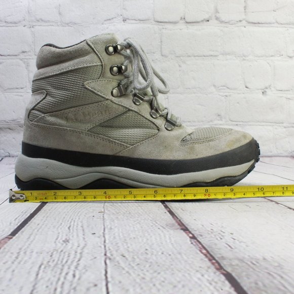 LL BEAN Gray Mesh Leather Mid Lace Up Waterproof Hiking Boots Size 9 - Picture 7 of 9